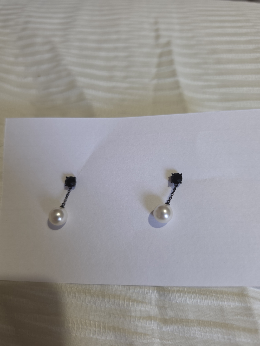 Origami Owl Pearl Drop Dangle Earrings with Black Accents - Women's Jewelry
